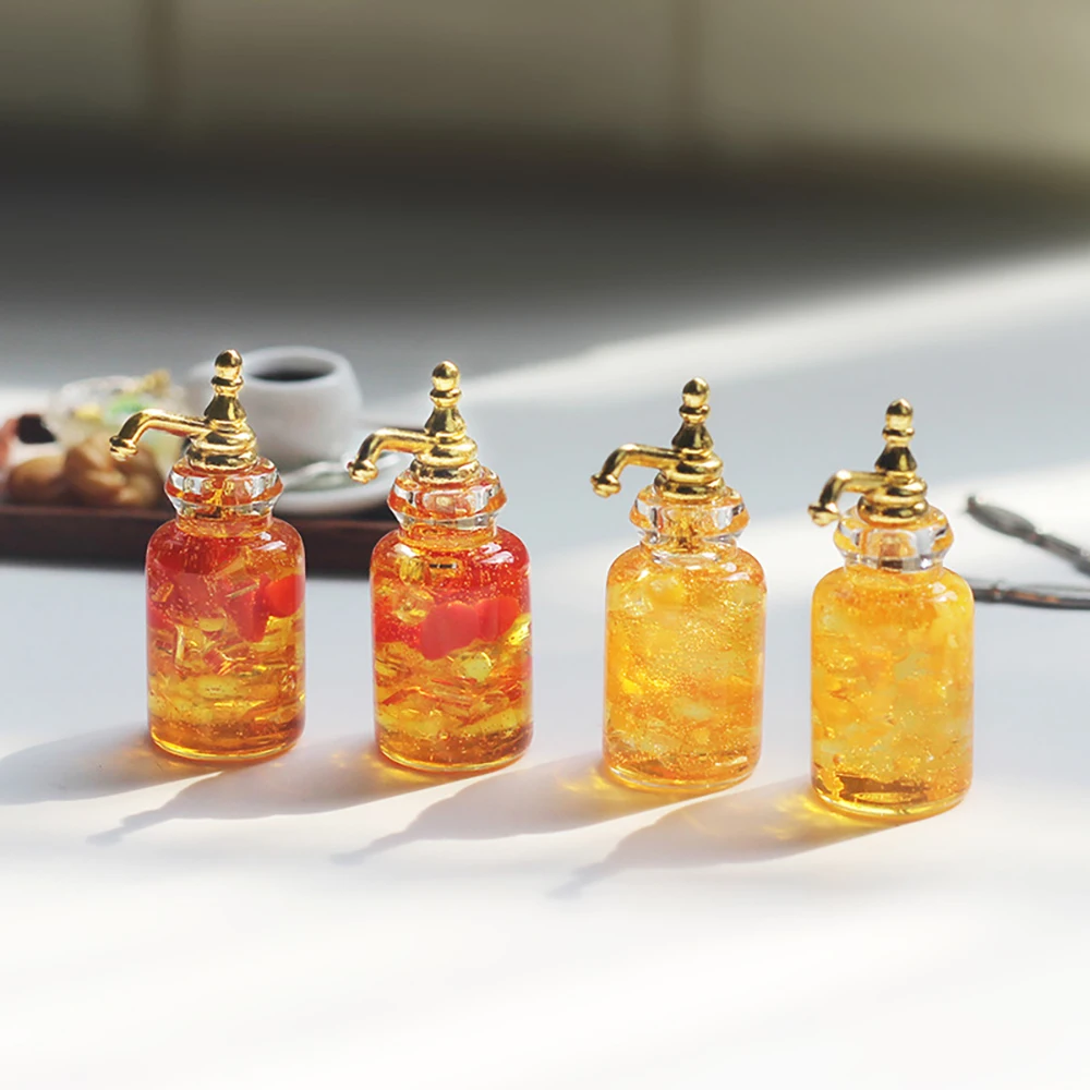 1Pcs 1/12 Dollhouse Accessories Miniatures Glass Jar Mini Fruit Wine Bottle Model for Doll House Decoration OB11 bjd