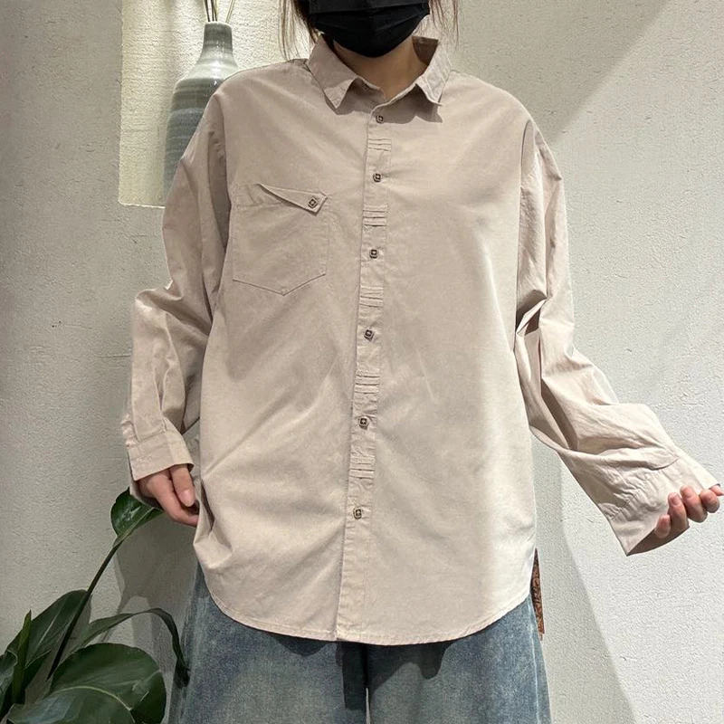 Masss Wasss-camisas clásicas holgadas de algodón sólido para mujer, Tops elegantes Vintage a la moda, blusas informales de diseño europeo para mujer