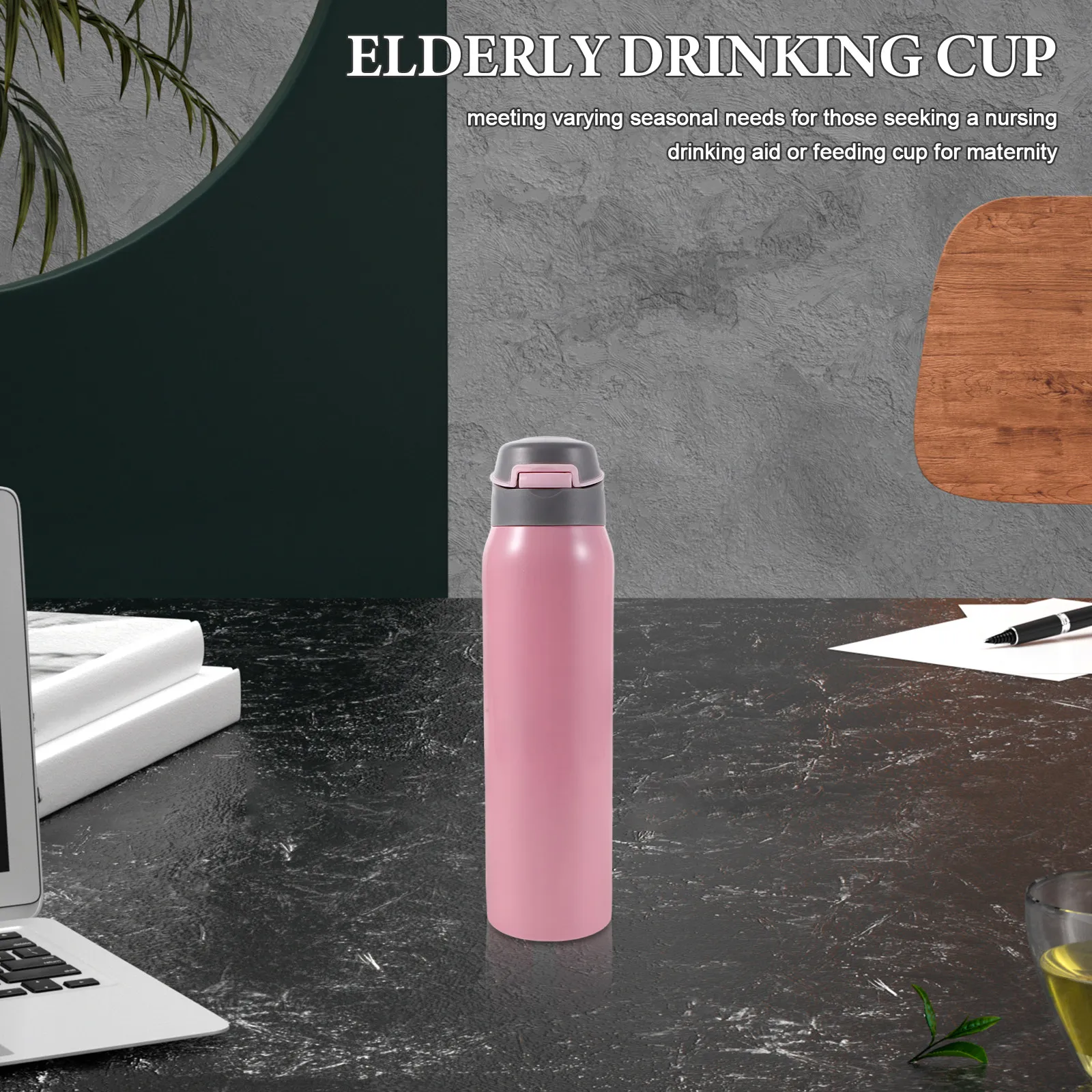 350Ml Non Spill Insulated Nursing Drinking Cup Dysphagia Adaptive Straw Elderly Disabled Adult Bedside Rehab Water Bottle
