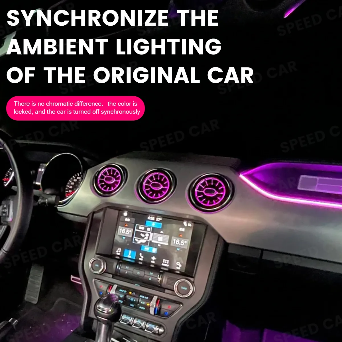 New 256 Colors Vents Ambient Light For Ford Mustang New 2015-2021 Car LED Dashboard Air Conditioning Turbine LED Air Outlet