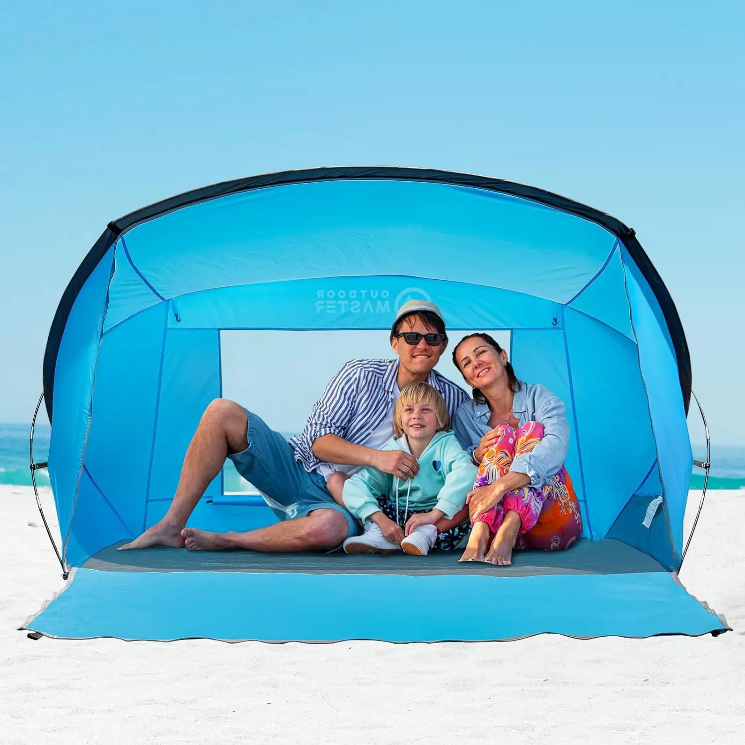 

OutdoorMaster Beach Tent for 3-4 Person - Easy Setup and Portable Beach Shade Sun Shelter Canopy