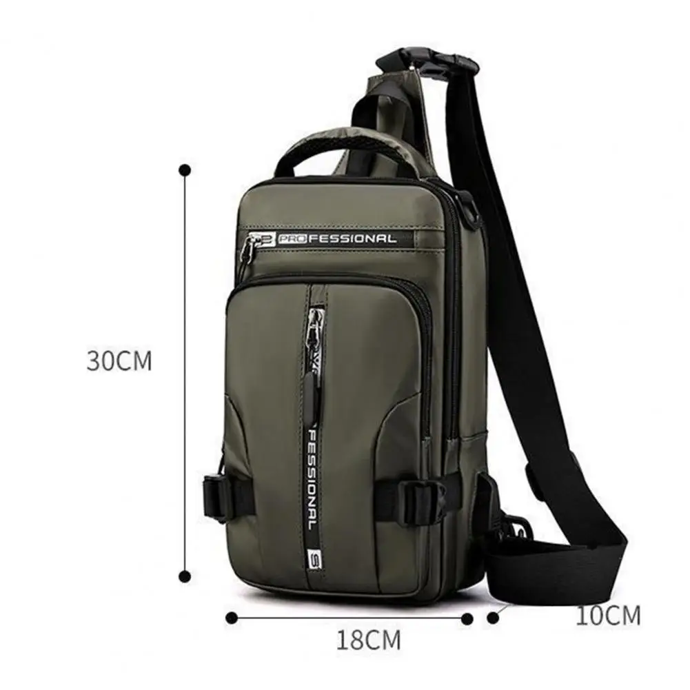 Chest Bag with Usb Charging Port Men's Waterproof Chest Bag with Large Capacity Adjustable Shoulder Strap for Travel Daily Use