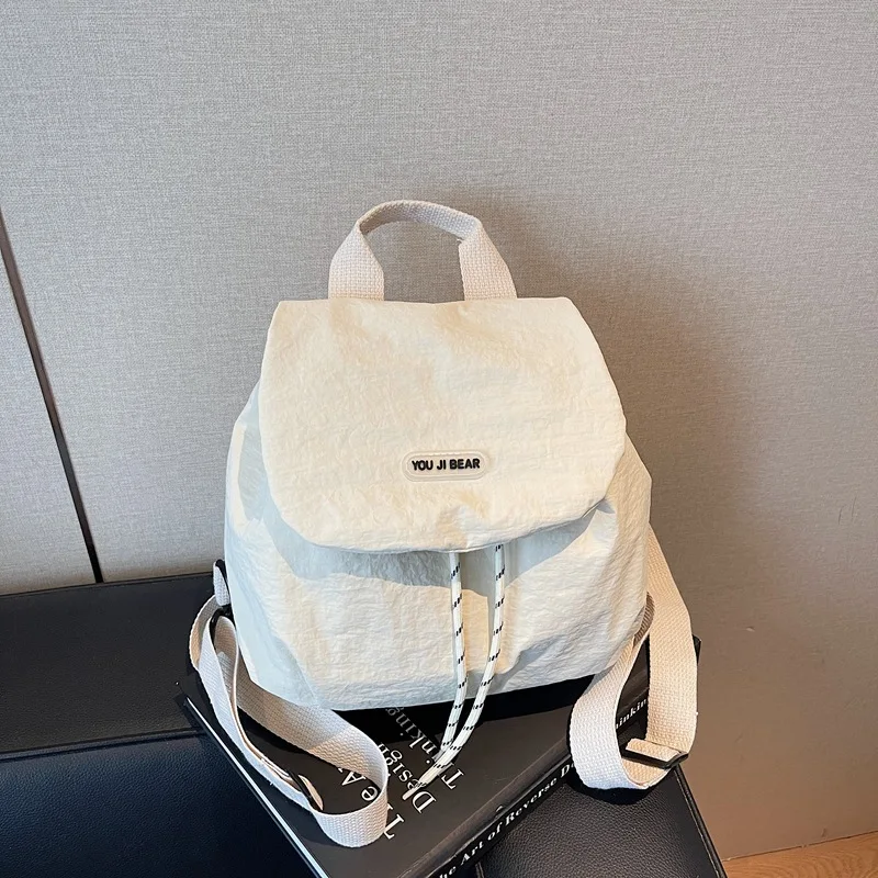 1pcs Soft Washed Fabric Korean Women Backpack Solid Color Large Storage Lightweight Travel Casual Daypack image 3
