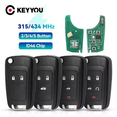 KEYYOU NEW For Chevrolet Cruze Sonic Malibu Impala Equinox Camaro Orlando For Opel Vauxhall 315/433MHz ID46 Remote Car Key