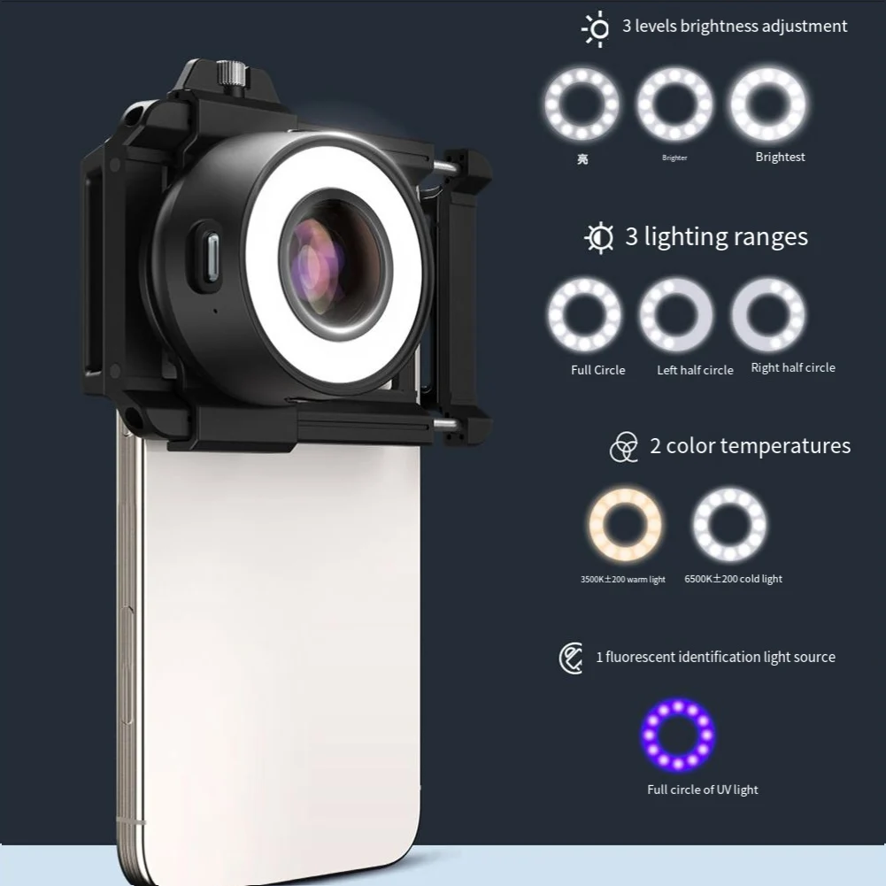 Phone Microscope Lens with 120X Magnification and Built in LED Suitable for iPhone and For Android Smartphones