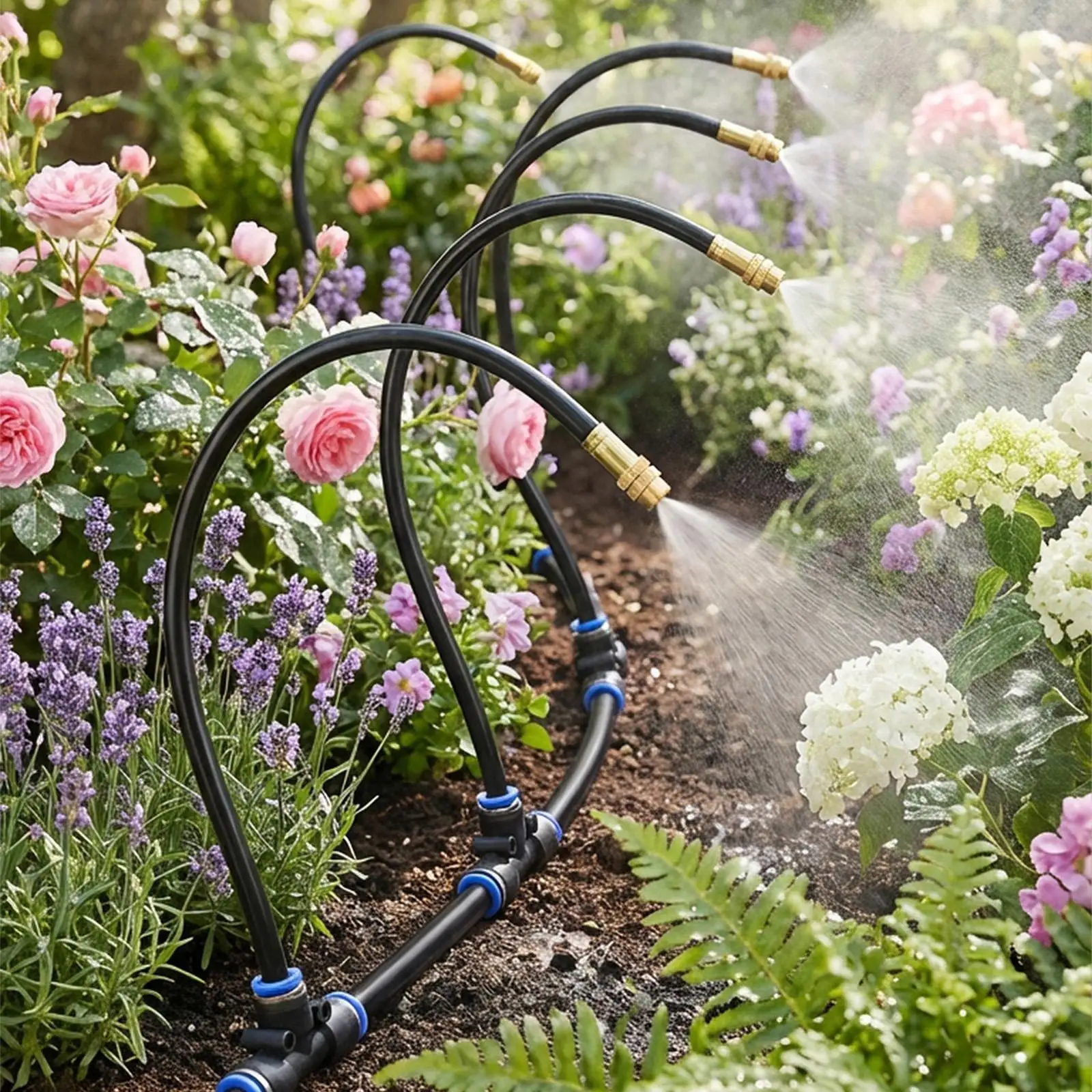Misting Nozzles 8mm 360 Degree Adjustable Misting Sprayer 15-Piece Plants Irrigation System Nozzle For Garden Backyard Pathway