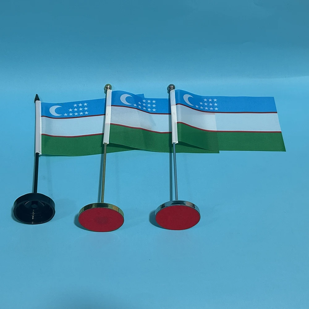 Office Desk Small Flag of Uzbekistan Flag 14x21cm Polyester Uzbekistan National Flag UZ Desk Ornaments Flags