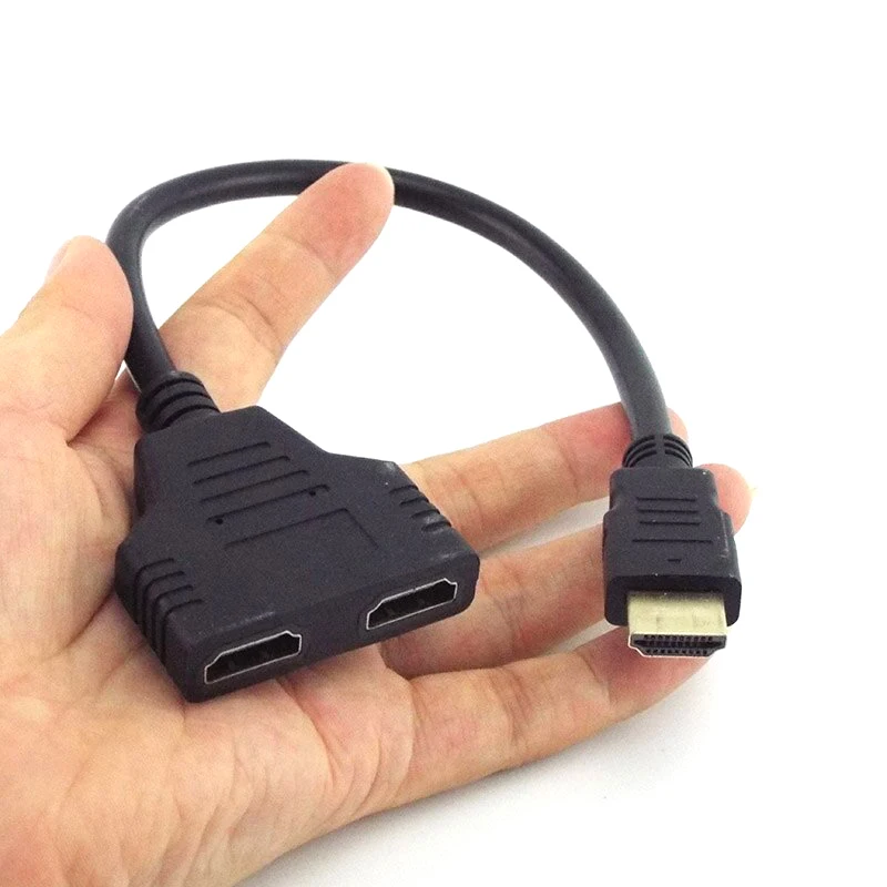 HDMI Splitter Adapter Cable HDMI Splitter 1 in 2 Out HDMI Male to Dual HDMI Female 1 to 2 Way Converter for HDMI HD LED LCD TV