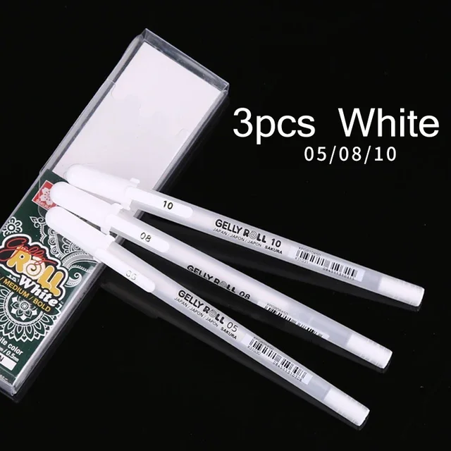 Sakura 3pcs set Gelly Roll Classic Highlight Pen Gel Ink Pens Bright White Pen Sketch Marker Golden Silver Highlighting