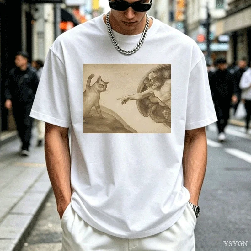 Heavenly Cat T-Shirt Funny Ironic Cat T Shirt Casual Cotton Short Sleeve Round Neck Printed Tshirt Unisex Men Women Tees Clothes