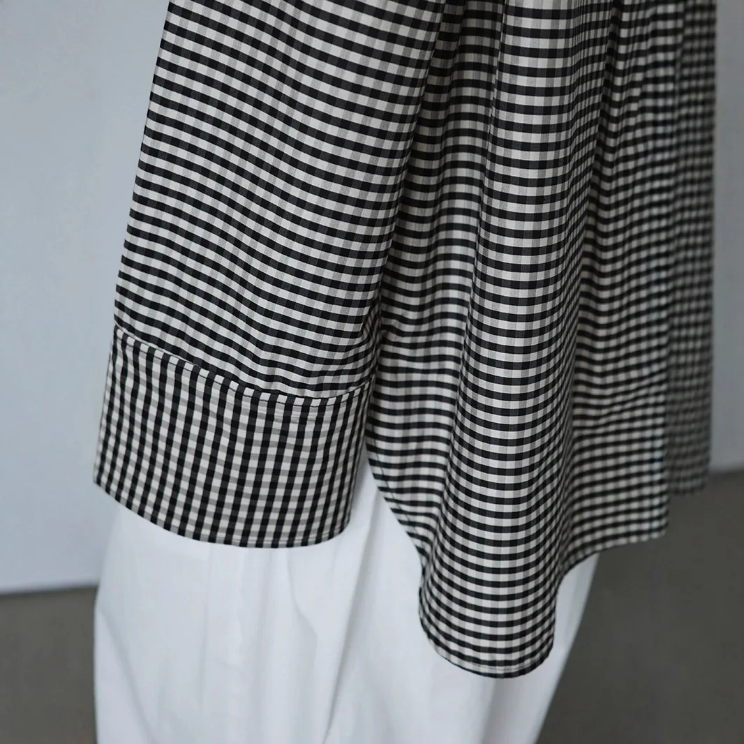 

Gagarich 2025, осенне-зимняя новая коллекция, японская ретро клетчатая рубашка с силуэтом темперамента, свободный утягивающий топ для женщин