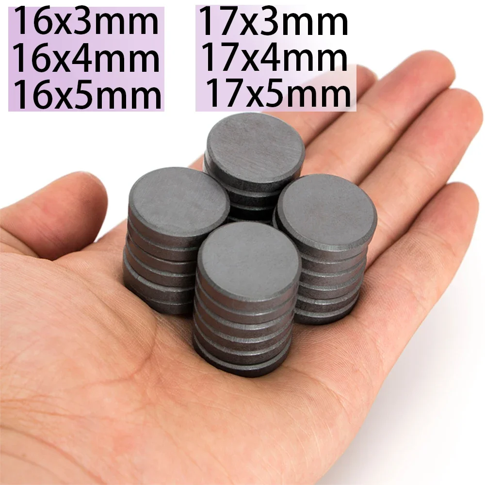 

10-50pcS 16x3 16x4 16x5 17x3 17x4 17x5 Disc Round Magnets Black Ferrite Permanent Ring Magnet Aimant Saerch Magnet DIY Earth