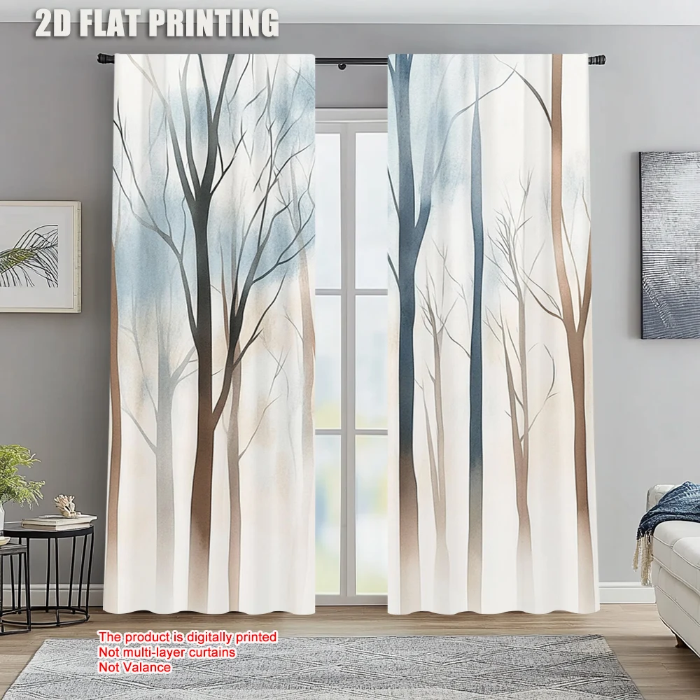 

2pc, Window Drapes Birch Forest Protecting Privacy Family Party Applies to Indoor Use
