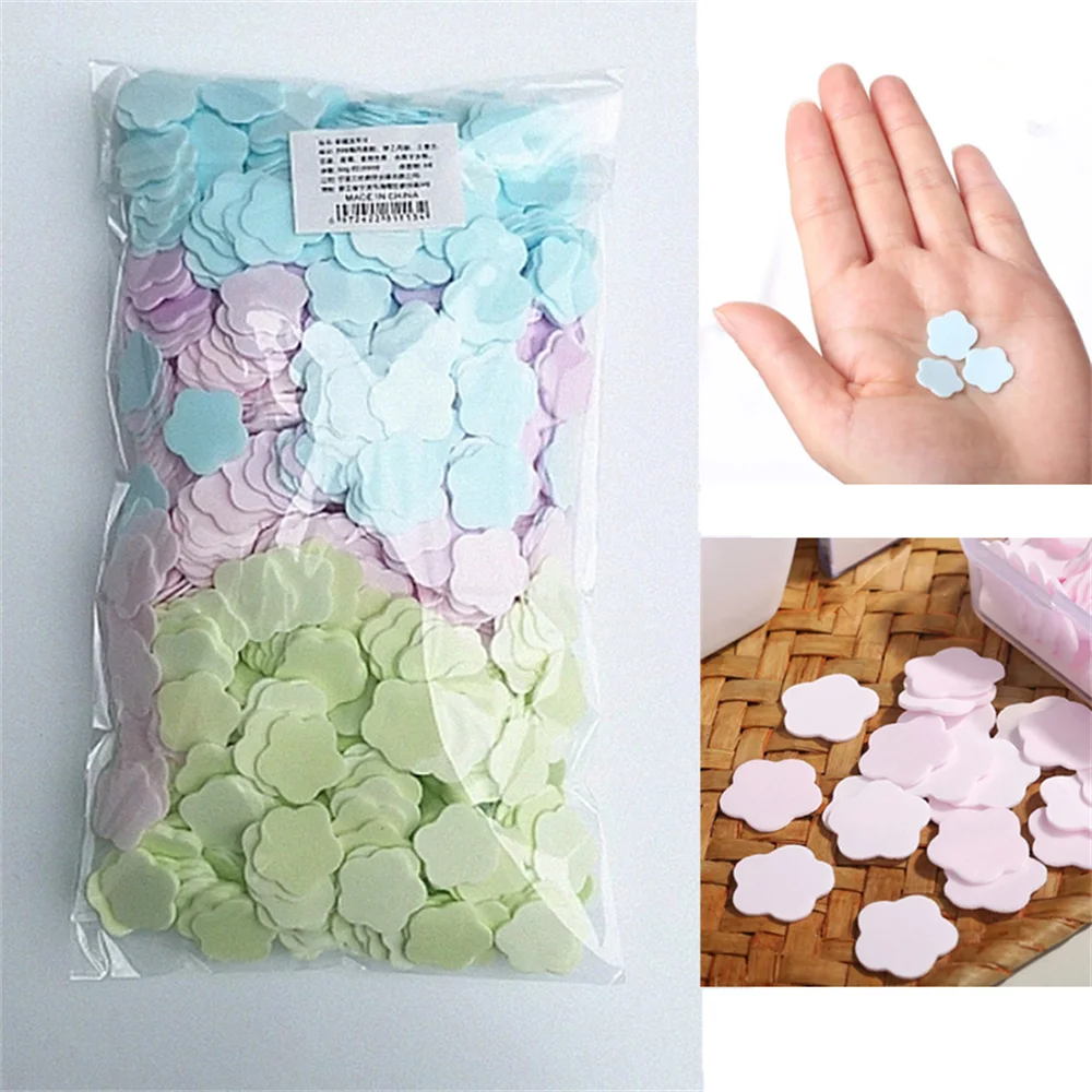 Portable Paper Soap Flowers Shape Disposable Paper Soap Sheets for Washing Hands Bath Kitchen Outdoor Travel Camping