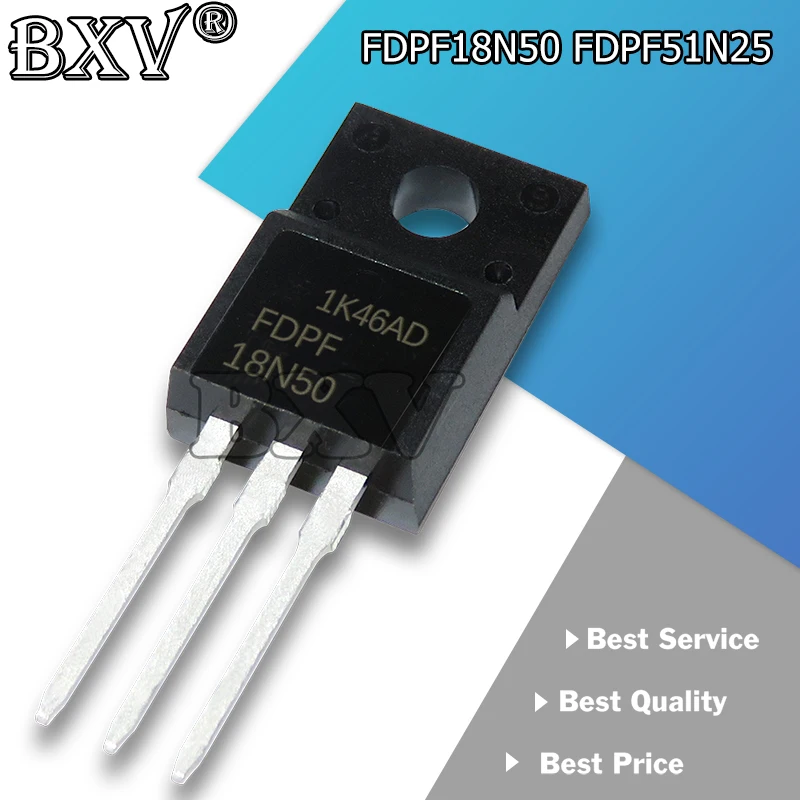 10PCS FDPF18N50 18N50 500V 18A N-Channel MOSFET TO-220F FDPF51N25 TO220