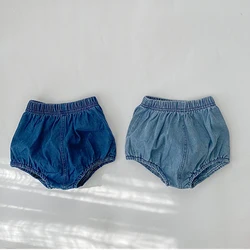 Sommer koreanische lässige Jeans shorts für Jungen Bloomers weiche atmungsaktive Baumwolle gemütliche Kleinkind Windel hülle Kinder Taschen Hosen