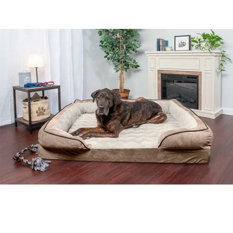 Promotional Modern Big Fluffy Pet Custom Waterproof Large Calming Dog Bed