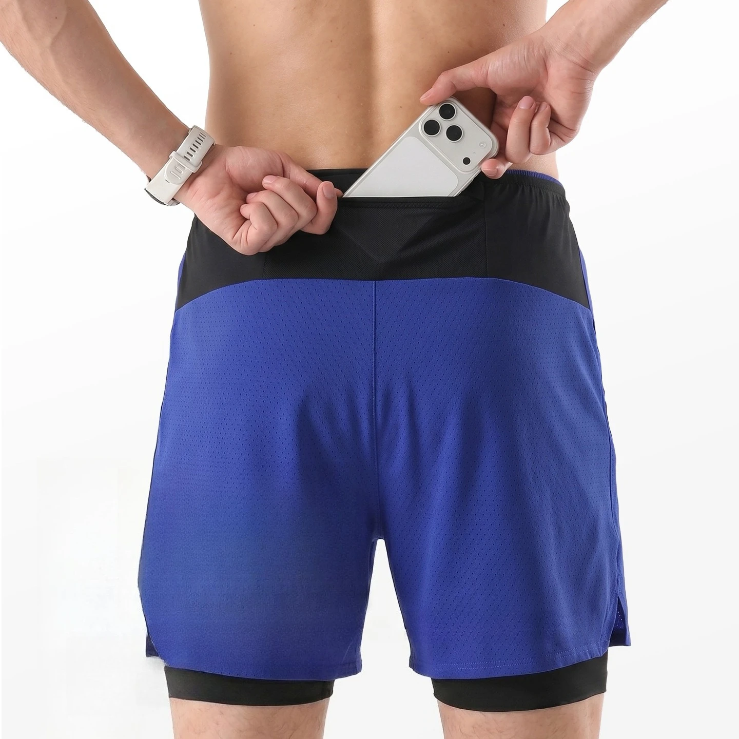 Racing Mesh Shorts Running Man Sports Shorts Male Double-layer Fitness Marathon Training Basketball Men's Gym Shorts Sportswear