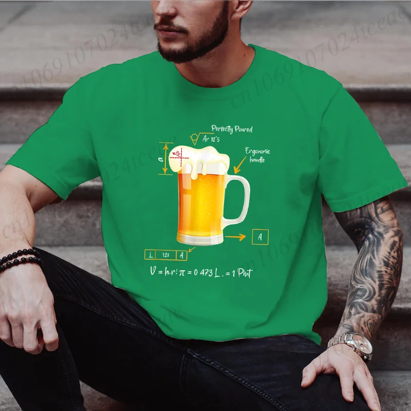 Pint of Beer مع وصف رياضي لمحبي البيرة تي شيرت مطبوع تي شيرت عصري، تي شيرت بأكمام قصيرة، مثالي للرجال والنساء