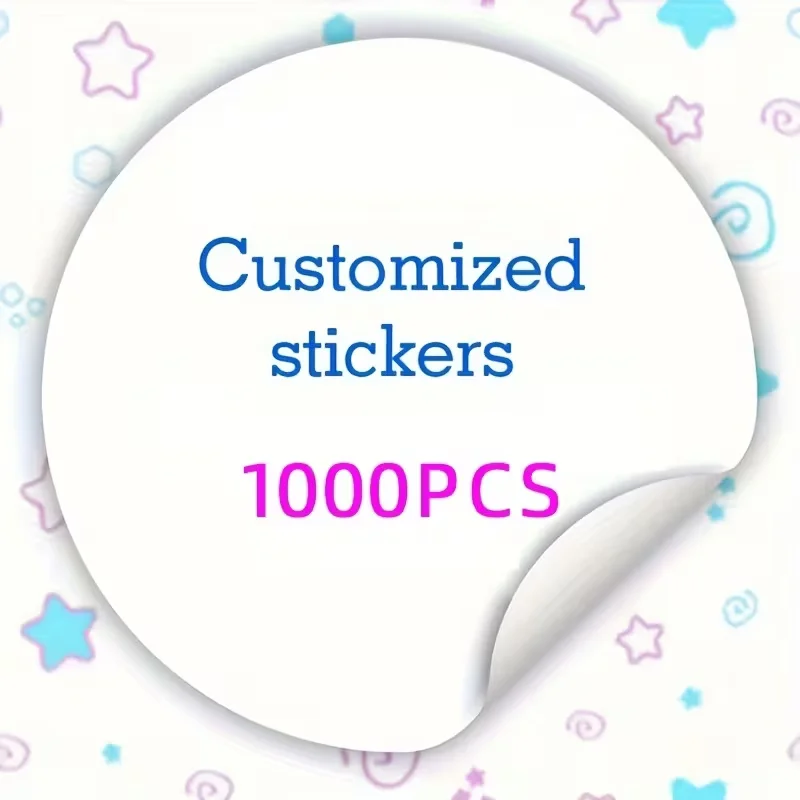 1000 Sheets Custom Round Paper Stickers Disposable Wedding Birthday Party Labels Various Shapes Sizes Background Text Stickers