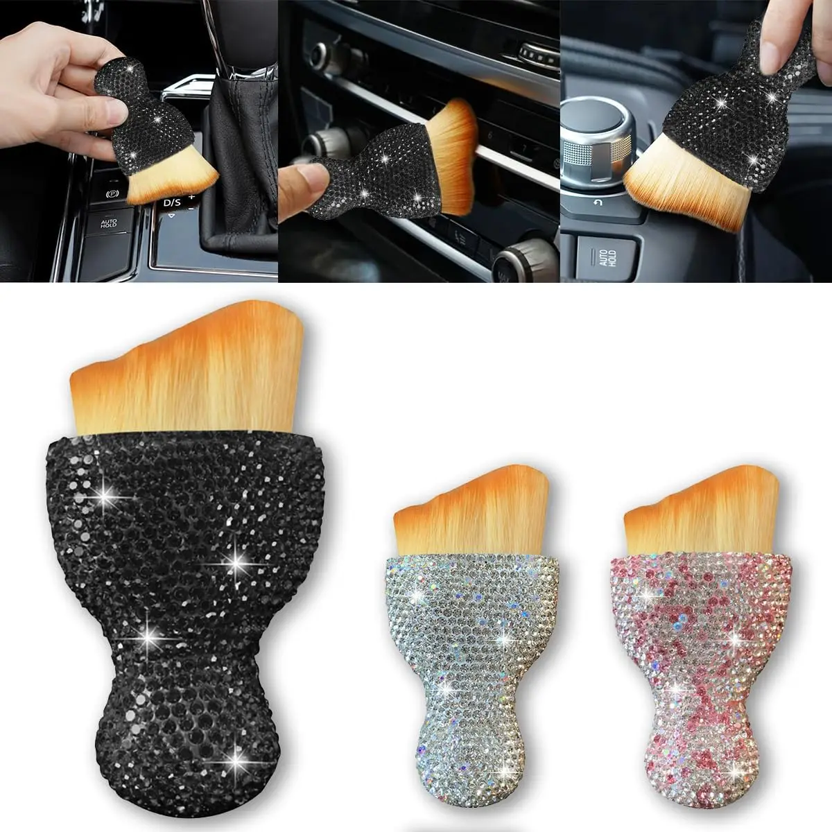 ブリンブリンインテリアダストブラシ、カーディテイリングクリーニングブラシ、ブリンブリンハンドルソフト毛ダスティングツール、車内クリーニングT
