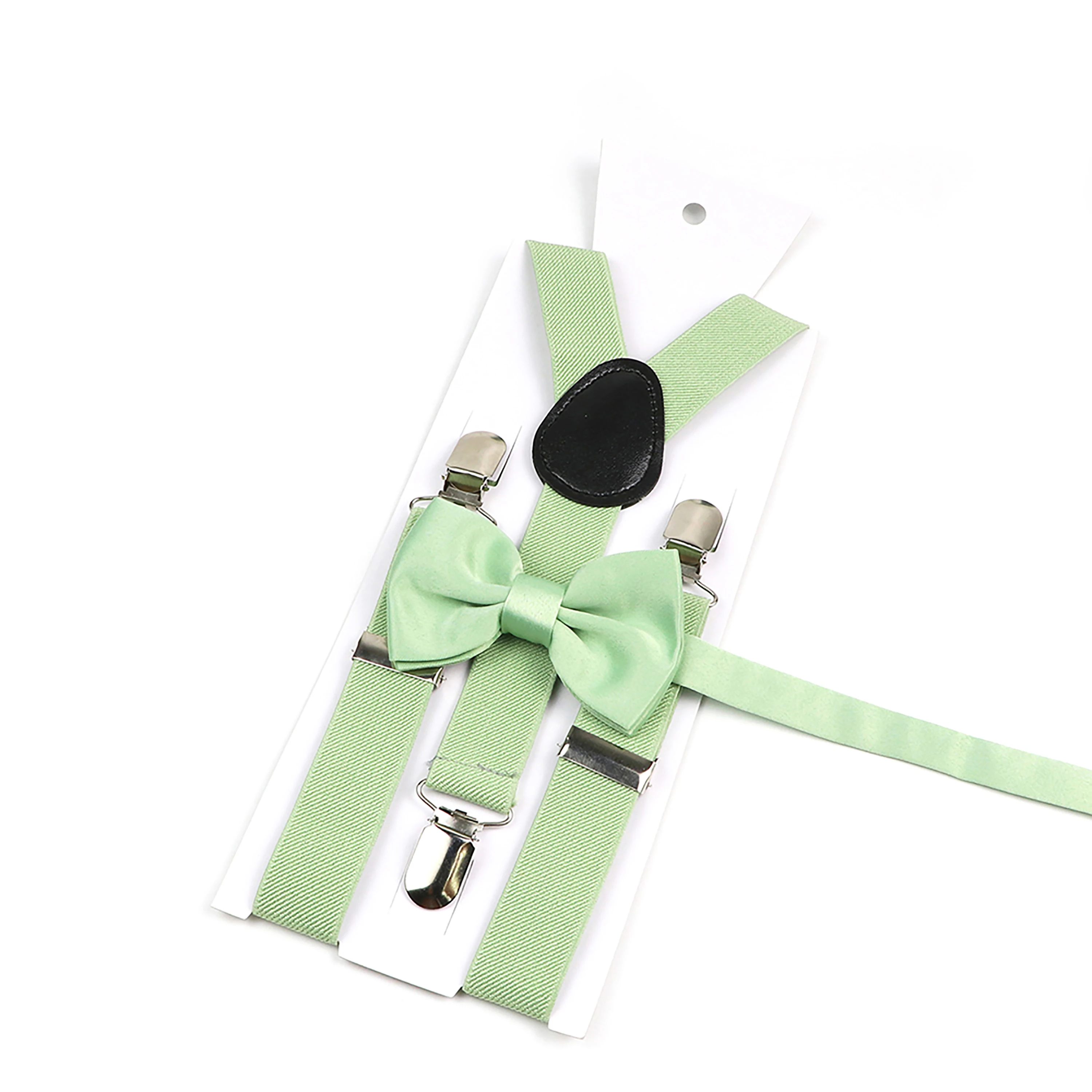 Sage Green Suspender Bowtie Brooch Set