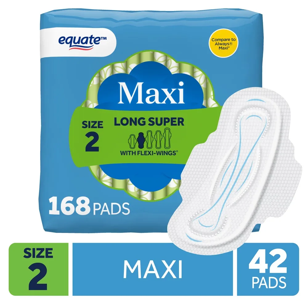 Extra Long Super Absorbent Overnight Maxi Pads with Flexi Wings for Heavy Flow Women Sanitary Pads 42 Count Large Size 2