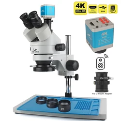 3.5-90X Zoom microscopio Stereo trinoculare Set + 2K 4K 48MP 55MP HDMI USB VGA videocamera + 1X 0.5X 2X obiettivo ausiliario