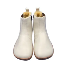 Tipsietoes Top Brand Barefoot Chelsea Genuine Leather Winter Boots With Warm Real Natural Fur Linning And Insole For Women