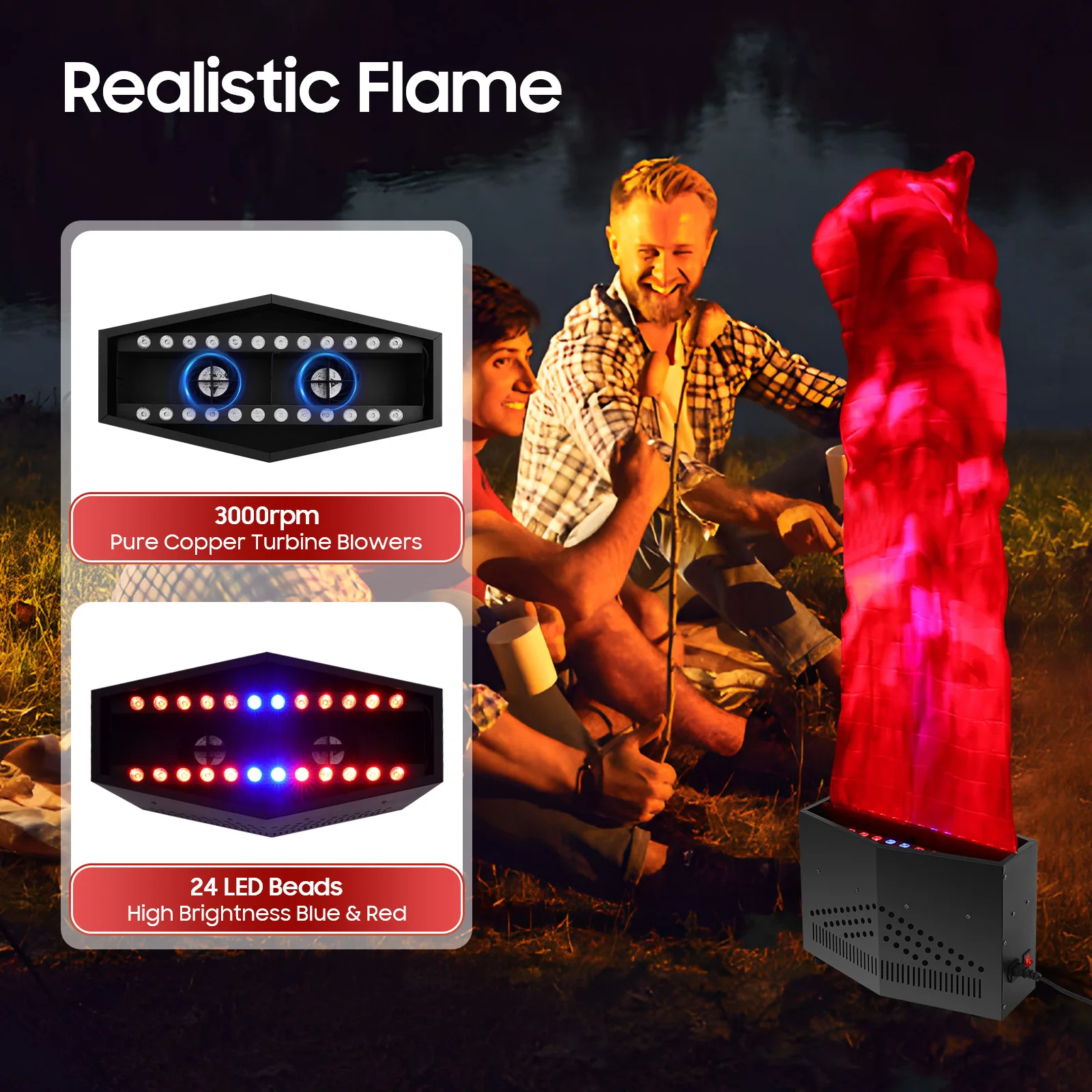 

24 LED Artificial Flame Fake Flame Light Campfire Stage Show Fire Flame Light Silk Flame Effect Light for Bar Party Club