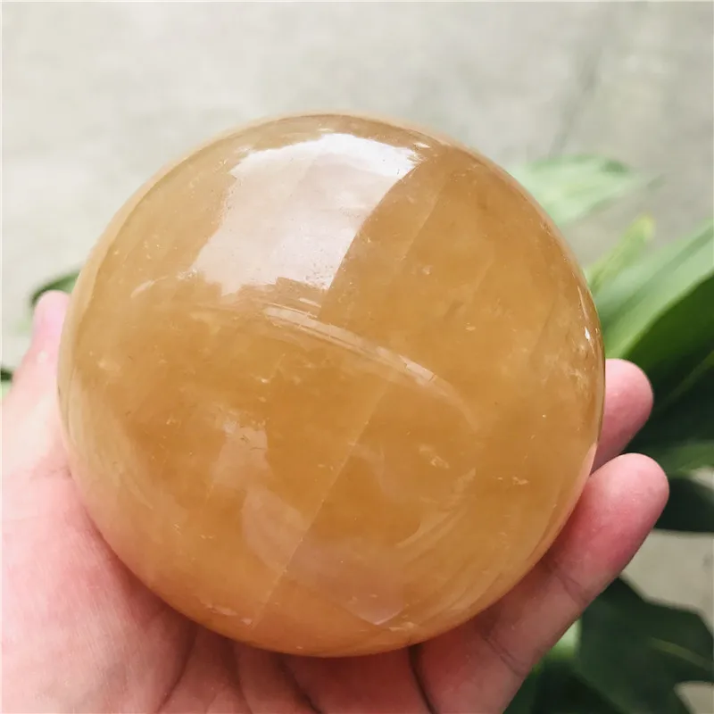 30-100MM Natural Citrine Calcite Quartz Crystal Sphere Ball Healing Gemston+base