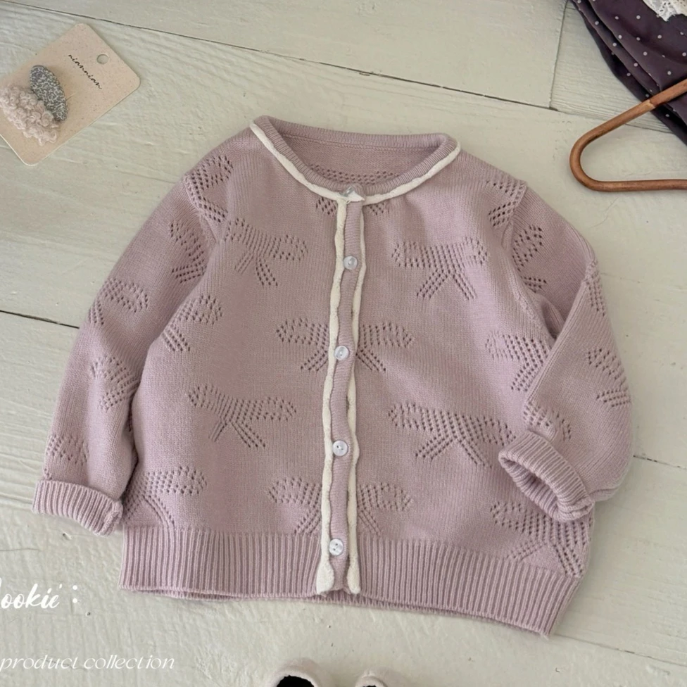 Girls Sweater 2026 Spring and Autumn New Children's Clothing Korean Style Girl Baby Fashion Round Collar Casual Jacquard Sweater