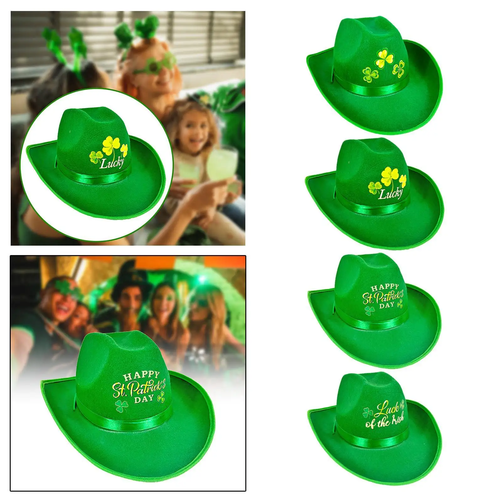 Leprechaun Green Top Hat Novelty Party Hat for Dress up Adults Parade Decoration