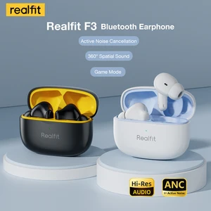 Realfit F3 ANC Earphone Bluetooth Pembatalan Kebisingan Aktif Panggilan HIFI Stereo Earbud Nirkabel Bass Luar Biasa Sport Gaming 10 mikrofon nirkabel jbl penjualan terbaik - №