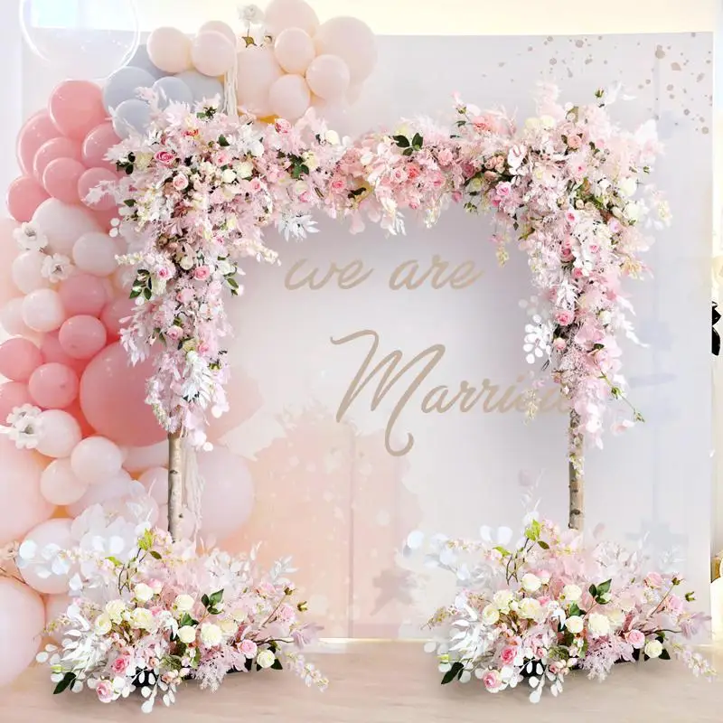 Pink Wedding Scene Floral Arrangement Wedding Photo Area Background Arch Set Flower Row Simulation Road Guide Flower Arrangement