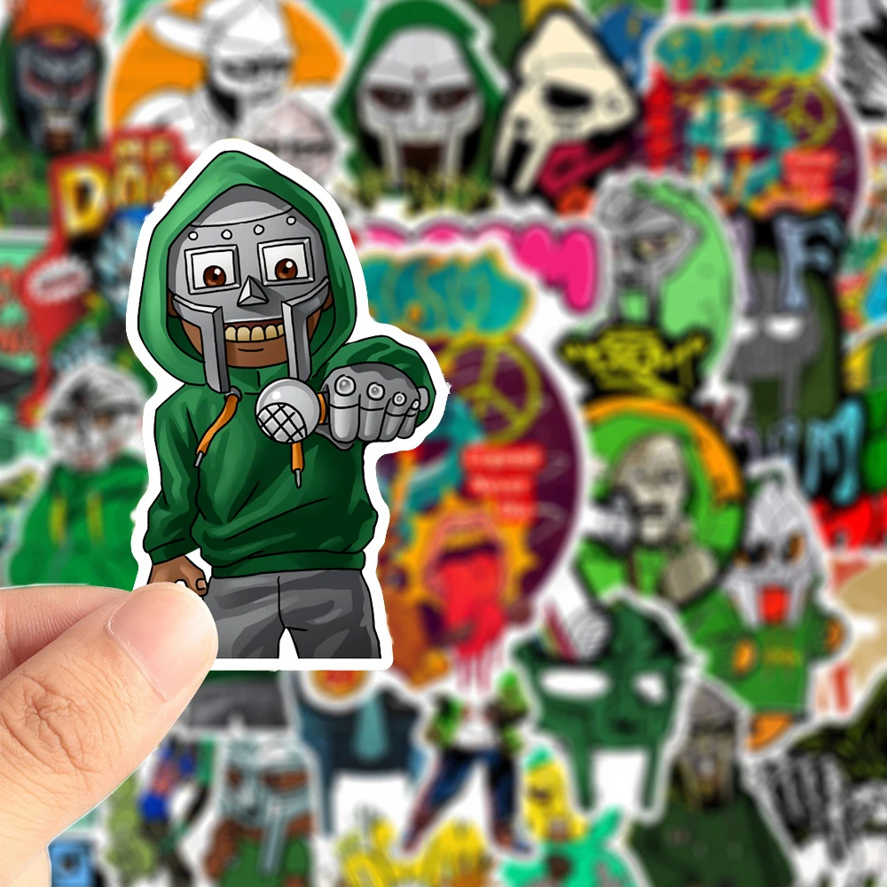 10/30/50pcs Cool Cartoon Rapper Mf Doom Stickers Hip Hop Music Singer Decals Scrapbook Phone Laptop Car Graffiti Sticker Decor