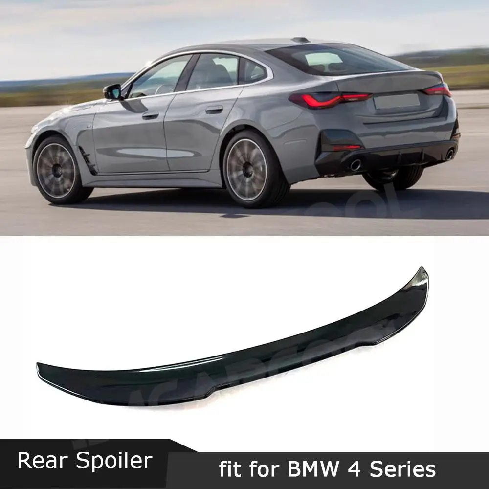 

ABS Carbon Look Rear Trunk Lip Spoiler For BMW 4 Series G26 425i 430i M Sport Sedan 2021 + Rear Boot Spoiler Decoration 2 Styles