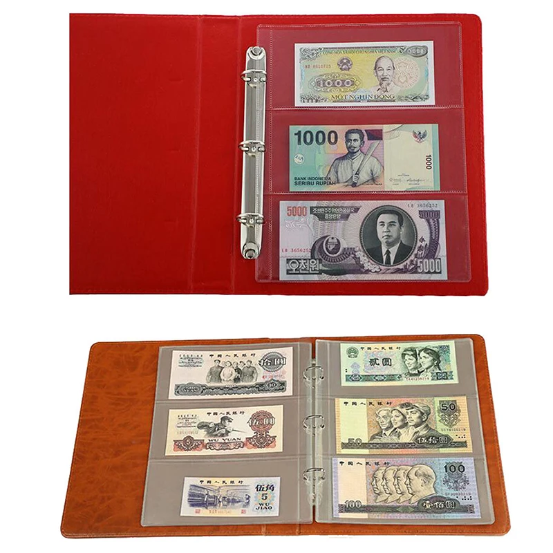 1/10Pcs/lot 3-slot Loose Leaf Money Transparent Banknote Album Page Collecting Holder Sleeves