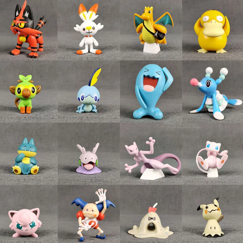 Anime Figures Pokemon 4cm Charmander Litten Pikachu Rowlet Treecko Eevee Charizard Popplio Tomy Pokemon Action Figure Dolls Toys