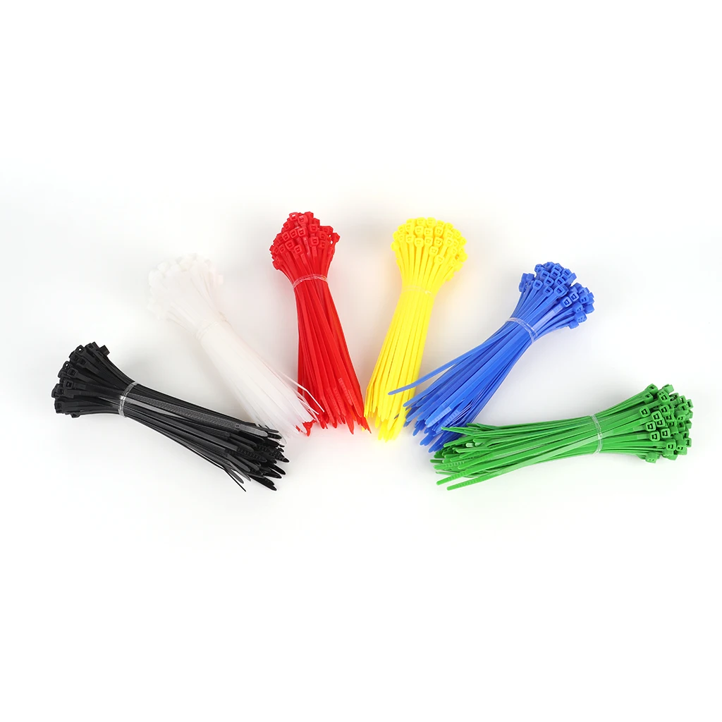 100 PCS Self-locking Plastic Nylon Tie Colorful Fastening Strap Cable-Tie-Set Cable Zip Tie Fastening Ring Zip Wraps Strap Tie