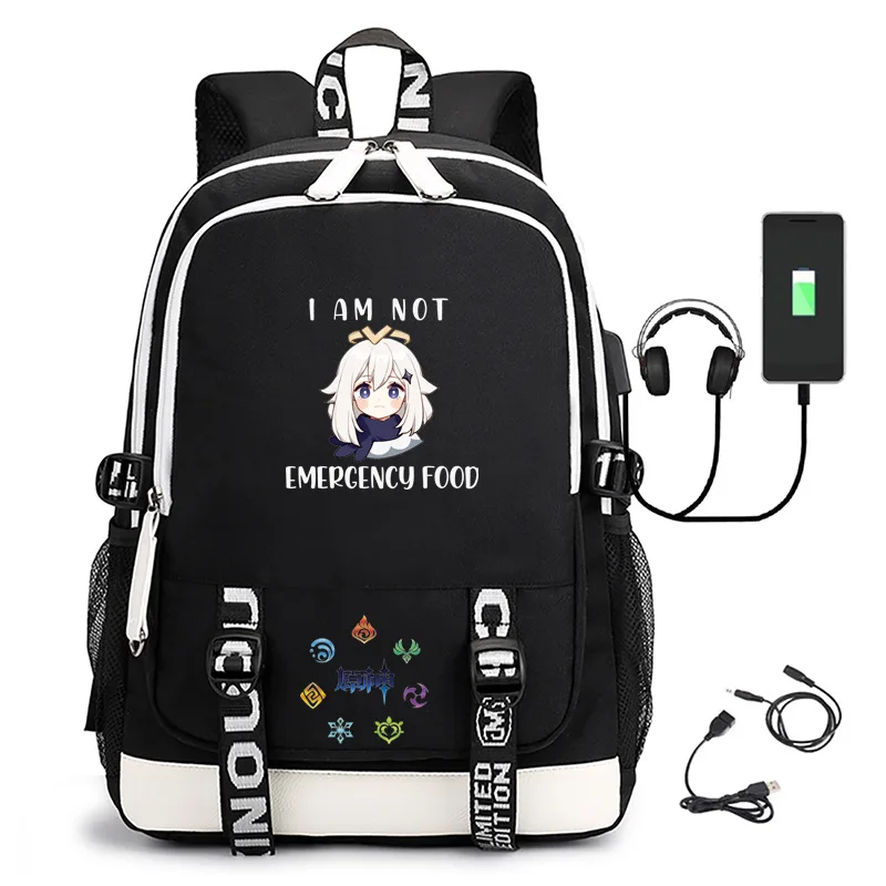 2024 Hot Genshin Cute Bag Waterproof School Backpacks Women Travel Usb Charging Laptop Backpack Leisure Laptop Bags