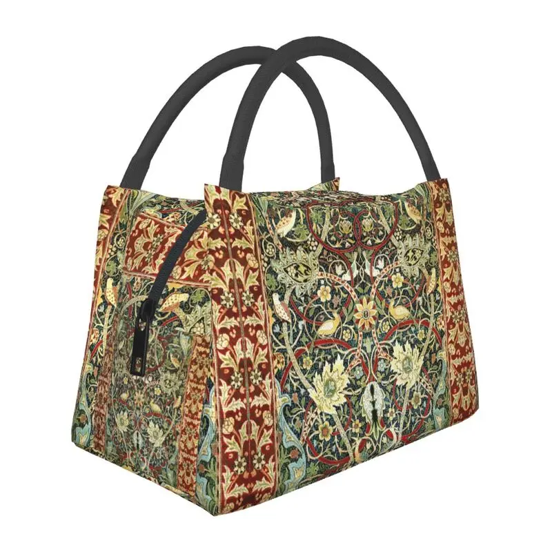 

William Morris Bullerswood Antique Rug Print Lunch Bags Women Cooler Thermal Insulated Lunch Box for Picnic Camping Work Travel