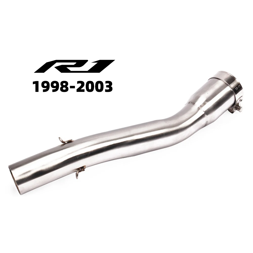 REALZION R1 1998-2003 Exhaust Middle Pipe Motorcycle Exhaust Muffler With 51mm Tail Pipe Escape Link Pipe For Yamaha R1 2002