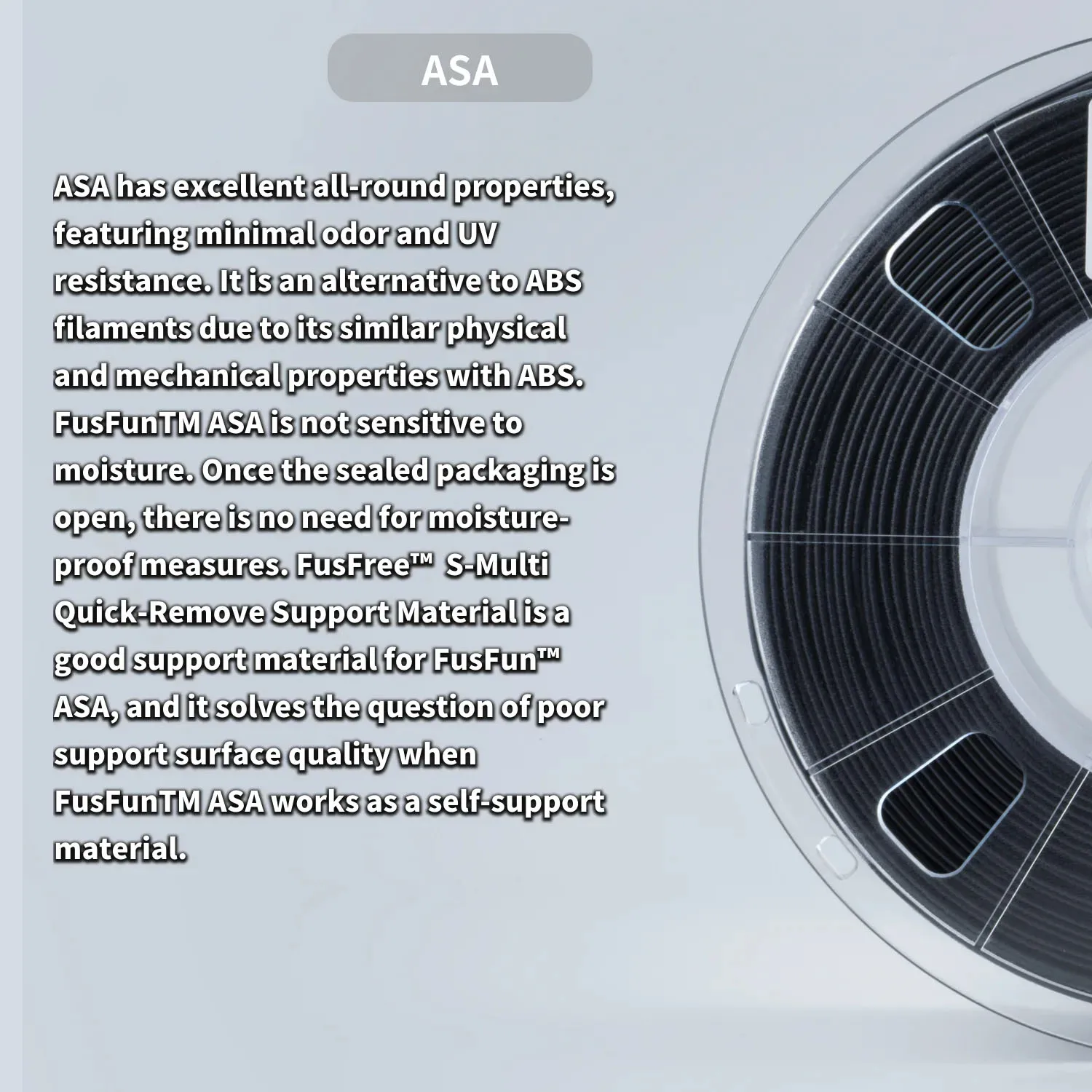 خيوط طابعة ثلاثية الأبعاد ASA مقاومة للطقس والكيميائية، طباعة هندسية فائقة القوة، بلاستيك يحل محل ترقية ABS