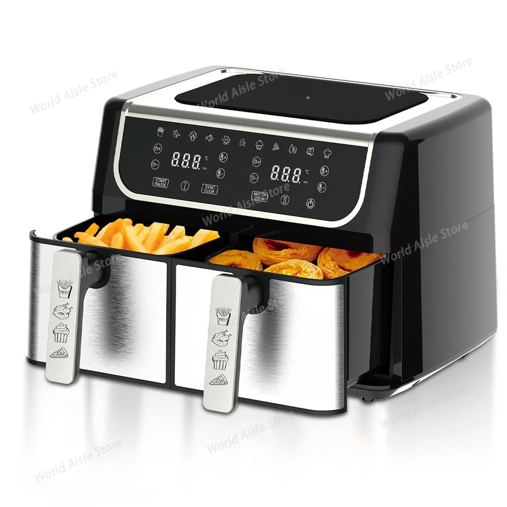 Double Ball Air Fryer Double Warehouse Large Capacity Multifunctional Double Basket Smart Touch Screen Oil Free