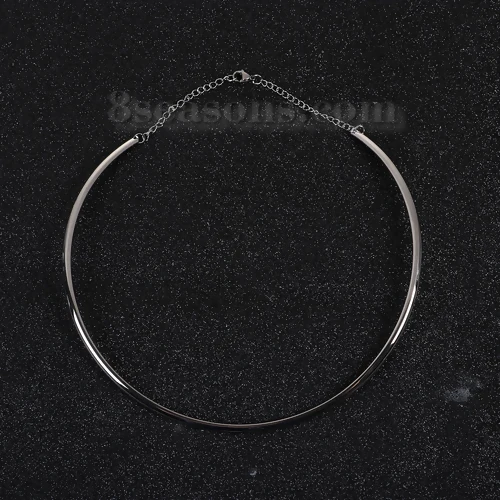 304 Stainless Steel Collar Neck Ring Necklace Silver Color U-shaped Handmade DIY Jewelry Women Men 48cm(18 7/8