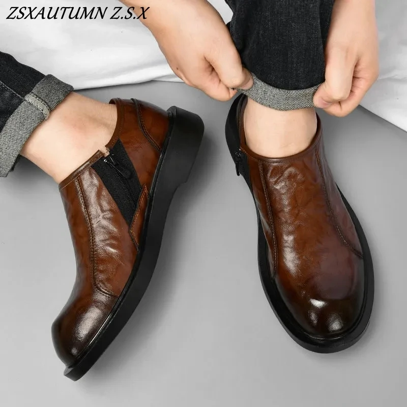 British style Casual Shoes Leather Shoes Thick Soled Formal Shoes Fashion Loafers Elegant Leisure Male Shoes Spring Autumn New