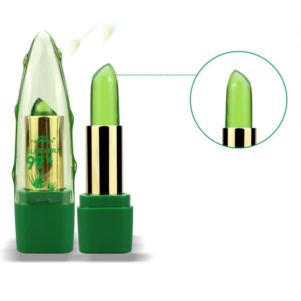 Pure Natural 99% Aloe Vera Gel Temperature Change Lip Balm Lock Color Lasting Moisturizing Does Not Bleach Jelly Lipstick TSLM1