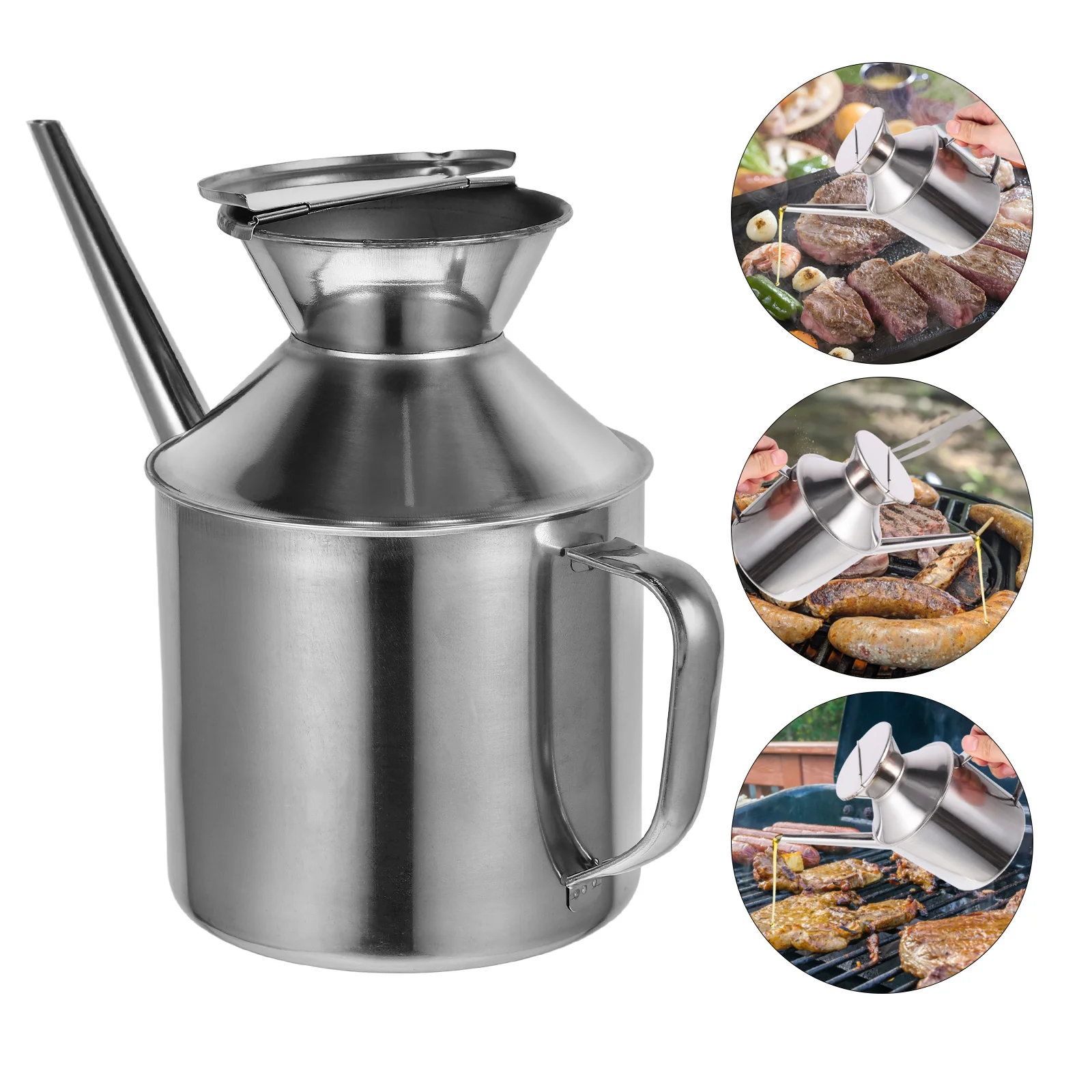 

1pc 500Ml Stainless Steel Dispenser Bottle Kitchen Seasoning Container For Olive Oil Vinegar Soy Sauce Storage Multi-Function