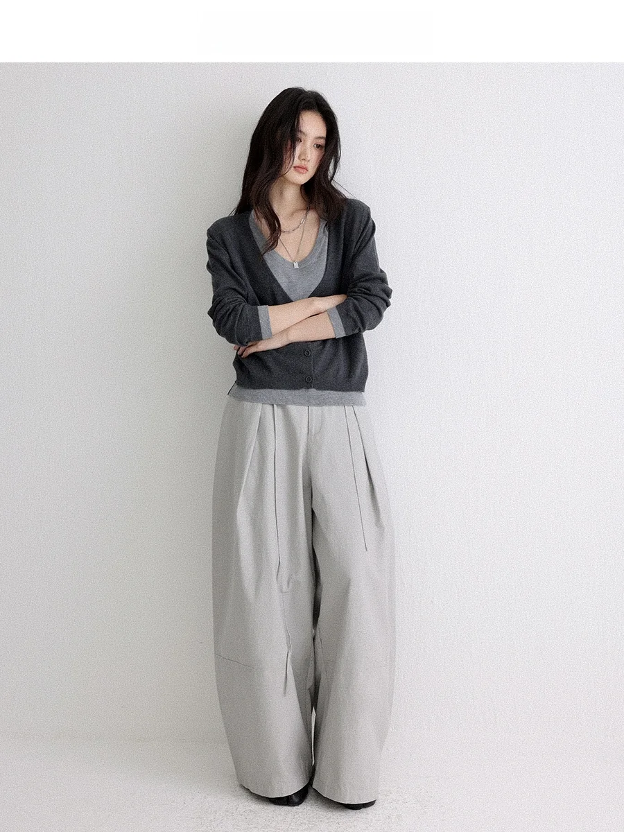 

CHACHASTU коврик для глаз с высокой талией, широкие повседневные брюки, женские осенне-зимние свободные утягивающие брюки свободного покроя для поездок на работу